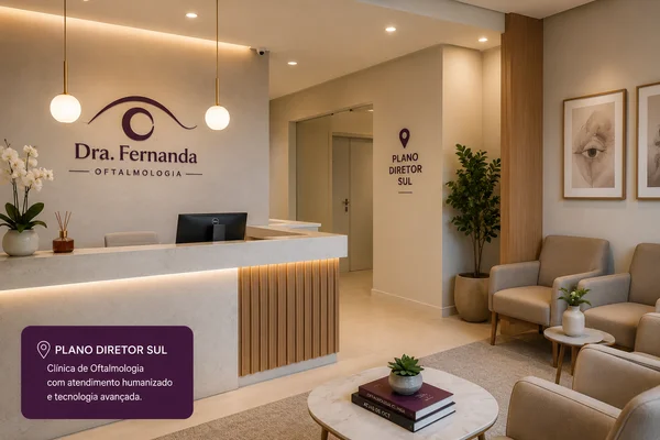 Instalações e recepção da Clínica Dra. Fernanda Oftalmologista em Palmas - TO
